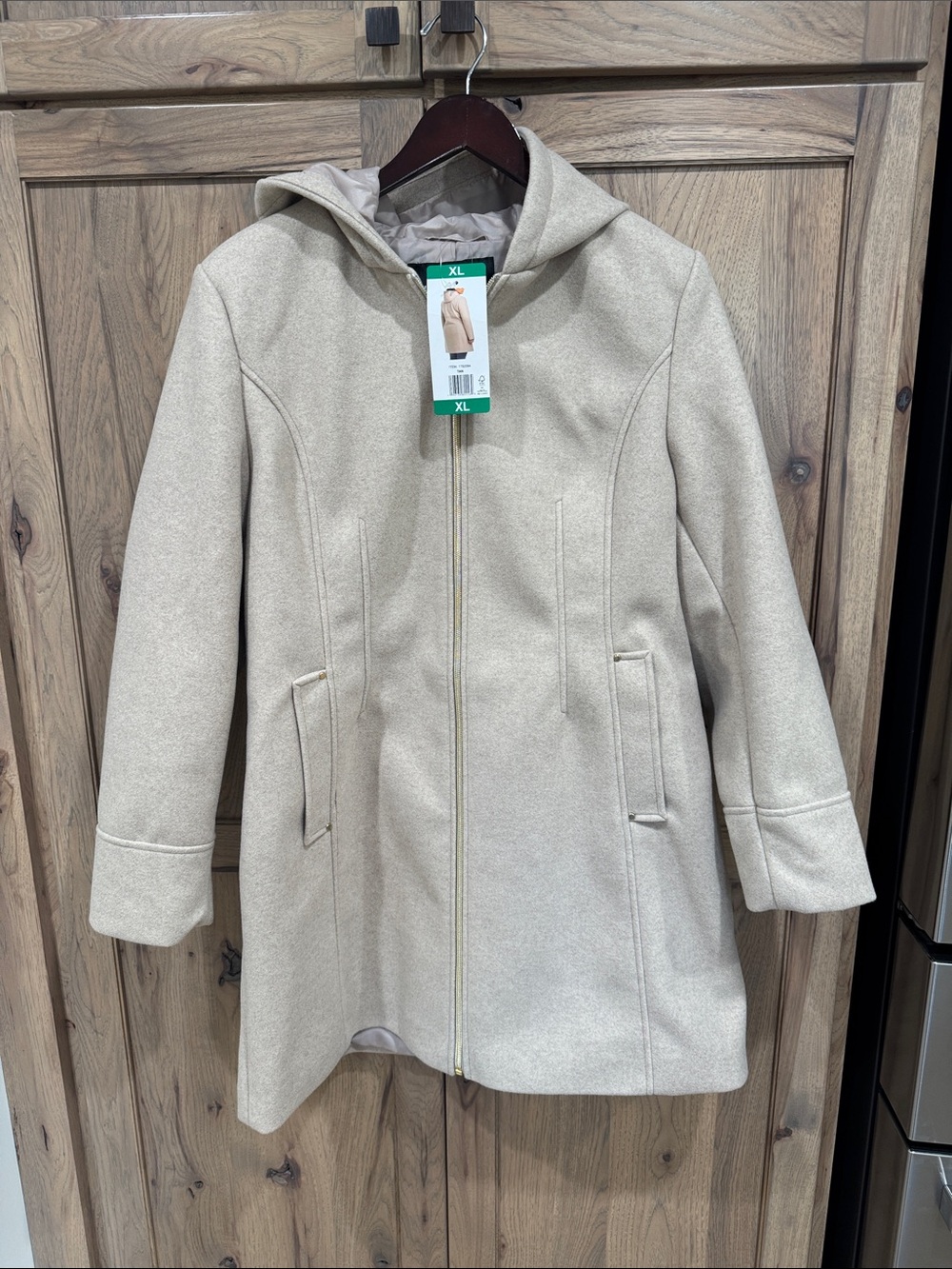 Vince Camuto Cream Hooded Zip Trench Coat